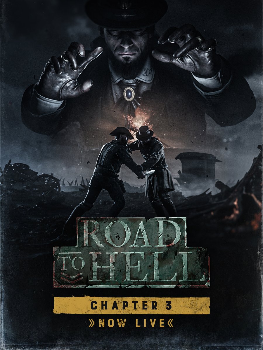 HuntShowdown's tweet photo. Chapter 3 of Road to Hell is now live, Hunters!

Jump into the hunting grounds and check out the patch notes to learn everything that's new.

https://t.co/Vz0YMYigIv https://t.co/0lG2pSTl6n