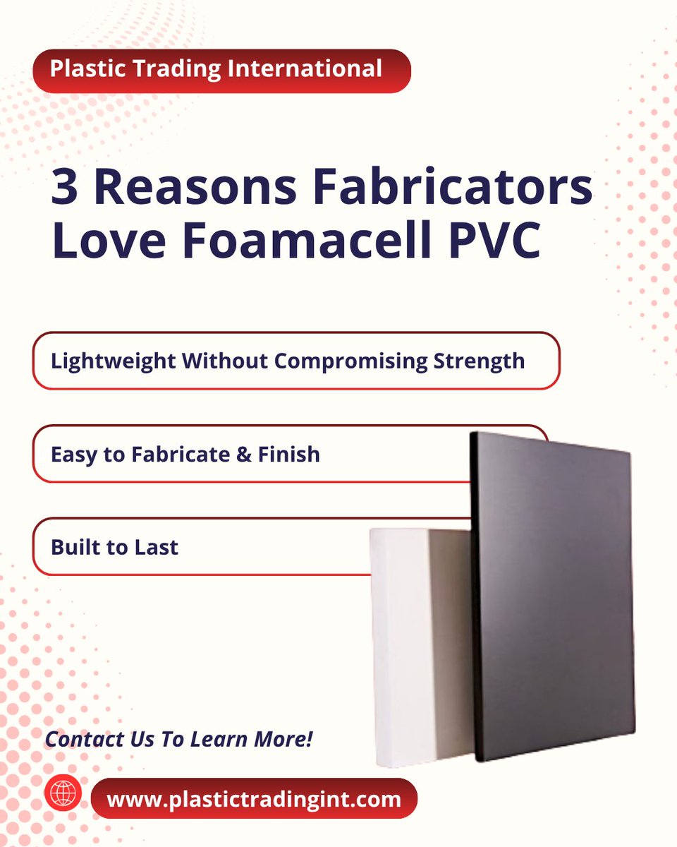 plastradingint's tweet photo. No matter the project, Foamacell® delivers the versatility and quality professionals rely on every day.
Contact us at – (863) 688-1983
Visit our website – https://t.co/nNNL6Xf9TN
#FoamacellPVC #FoamPVC #PVCSheets #RigidPVC #ExpandedPVC #PlasticSheets
#SignMaking #SignIndustry https://t.co/HCNjrhhi8s