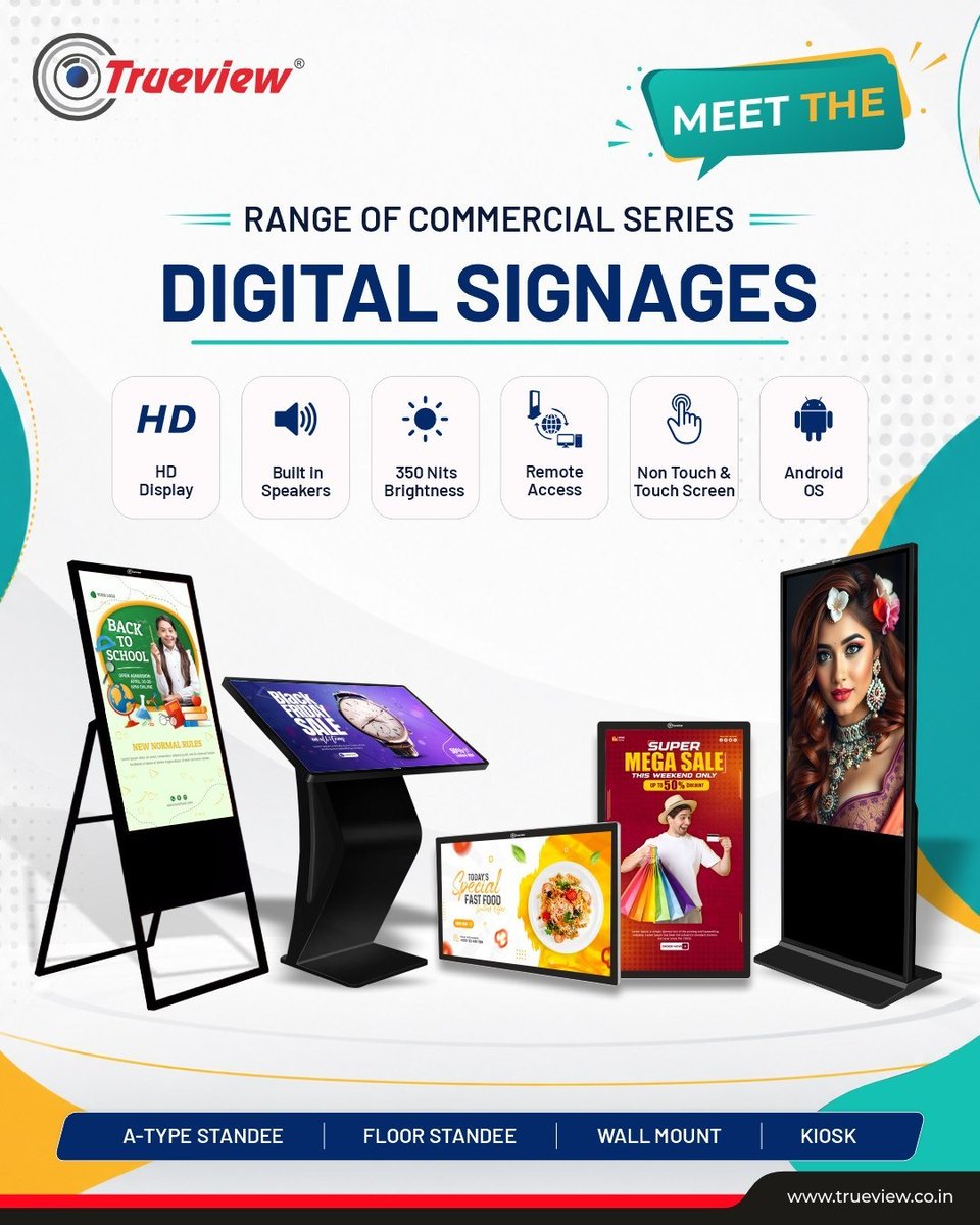 Trueview_India's tweet photo. Turn Every Screen Into a Powerful Brand Experience.
Make every promotion impossible to ignore with our Commercial Digital Signages.
#Trueview #DigitalSignage #CommercialDisplay #SmartBusiness #RetailDisplay #DigitalMarketing #InteractiveKiosk #AndroidOS #BusinessSolutions https://t.co/PRmFQ8Vcjh