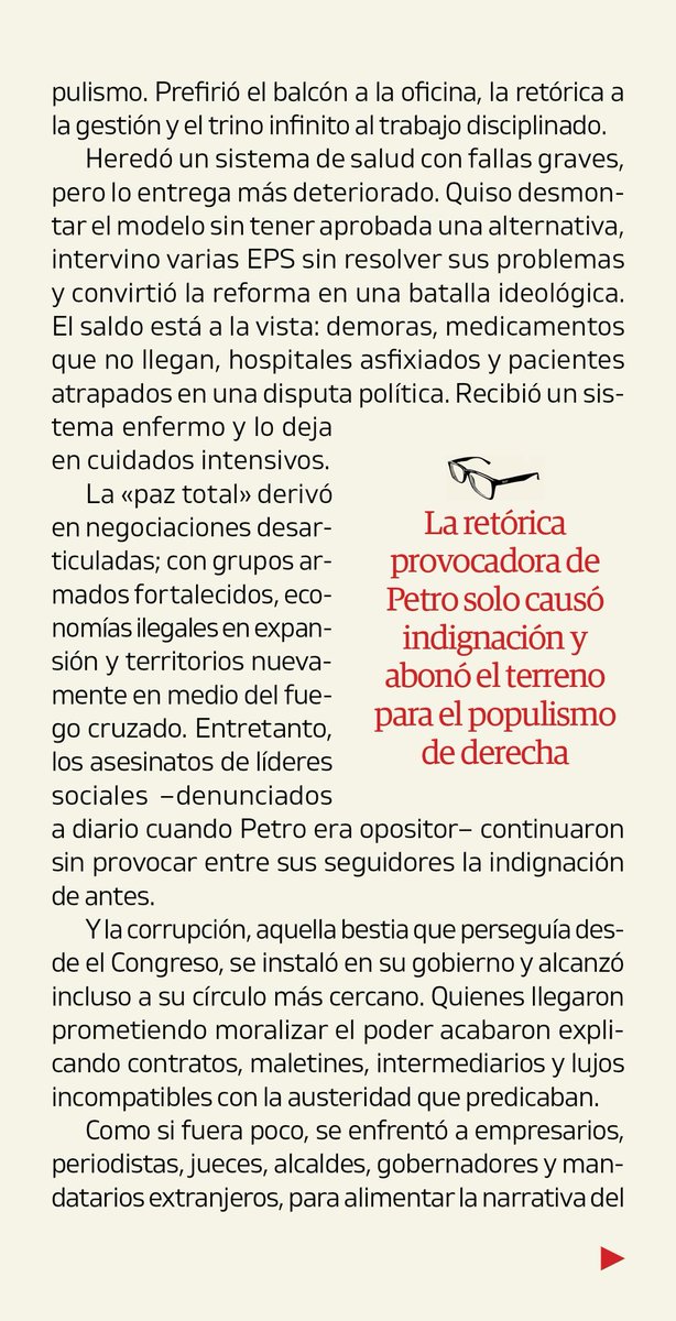 VLADDO's tweet photo. «Petro pudo construir una alternativa moderna, democrática e incluyente, que le habría servido mucho a esta sociedad tan rígida y fracturada, pero prefirió levantar un monumento a su paranoia y sus obsesiones». — La oportunidad perdida; nueva columna, en @ELTIEMPO https://t.co/FxXND6HJfG