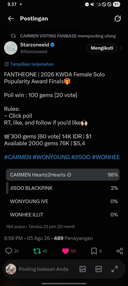 lemenkaa_'s tweet photo. @Starzoneeid for #CARMEN https://t.co/BnvRqwRvw8