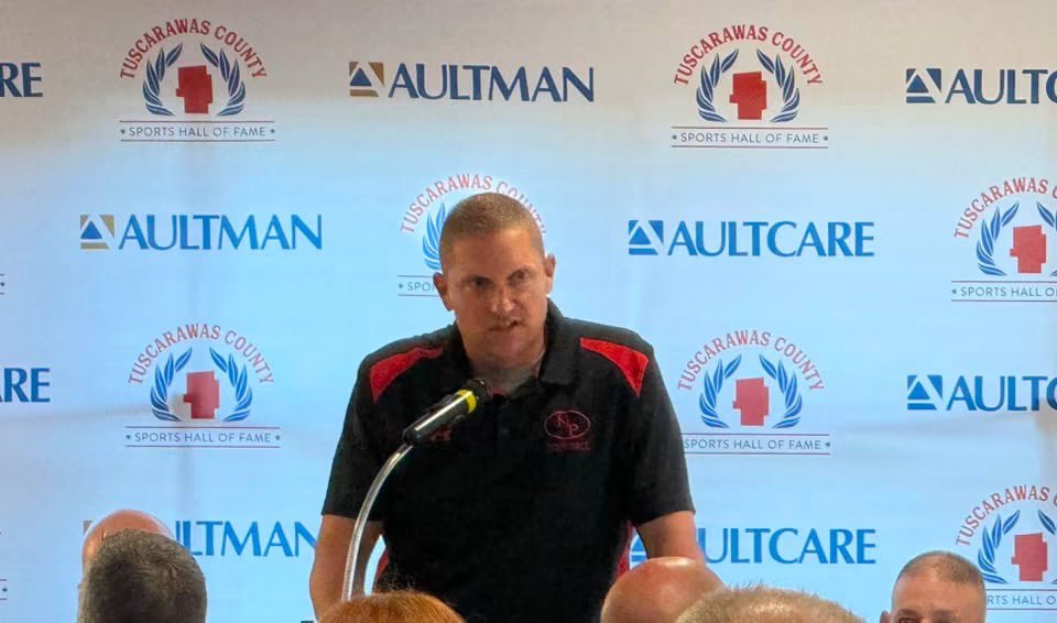 PhilaFootball's tweet photo. @mrj_nphs provided a preview of @PhilaFootball for the 2026 season during the Tuscarawas County Sports Hall of Fame Coaches Preview event on Tuesday. #GoQuakers #Intent https://t.co/VmfSTOcZTZ