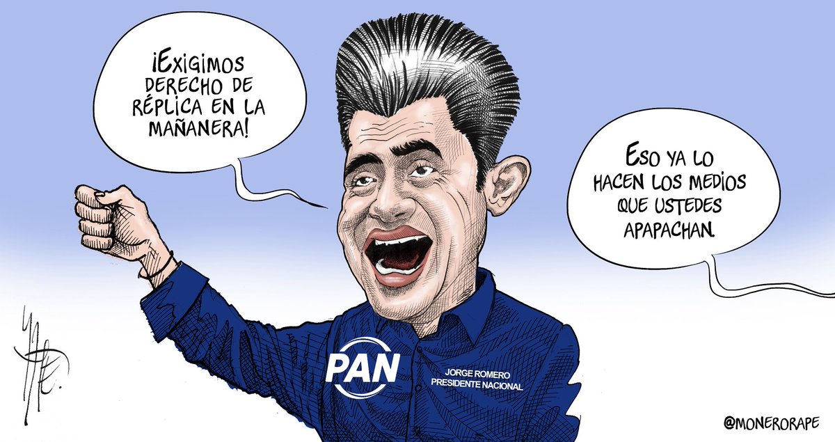 monerorape's tweet photo. Díganle a @JorgeRoHe que todos los días y a todas horas sus cuates incrustados en los medios de derecha de este país se la pasan jeringando a la mañanera. 
Cartón en @Milenio https://t.co/ZpvIUb1mgJ