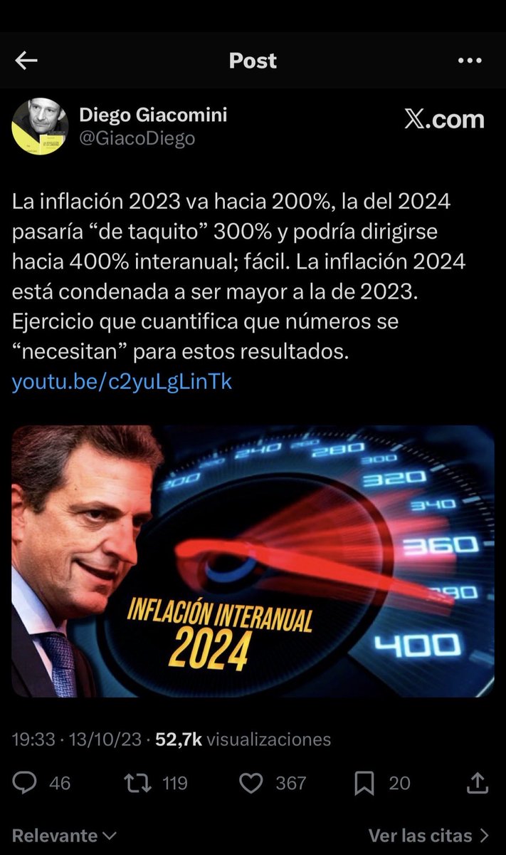 Sebacarfi's tweet photo. @GiacoDiego @JMilei Milei me hace acordar a vos, cada vez que decís que tus predicciones se cumplen: https://t.co/bg2q5igsqY