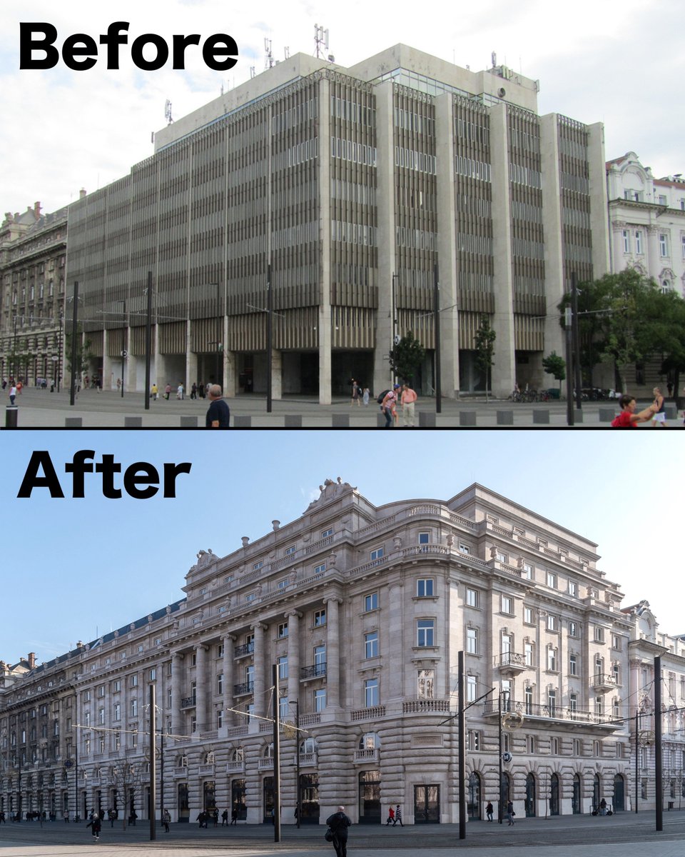 the_culturist_'s tweet photo. The most uplifting architectural revival happening today is in Budapest.

Budapest is erasing the brutalist blight from its communist past. This building at Kossuth Square has been restored according to its original plans from the 1920s. Many such examples around the city. https://t.co/nbt2c9CMZz