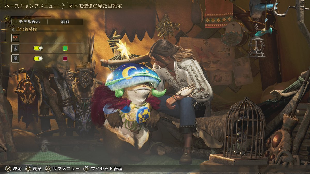 sunococoa02's tweet photo. USJのオトモのモリバー重ね着、ベースの青はそのままだから彩色が難しいな？？
そんでチャームこれじっくり見るの初めてなんだけど引きずられてるな？ってのはわかってたのに動いてるの見たらダメだったクソワロタwww https://t.co/4iTrZVjiR9