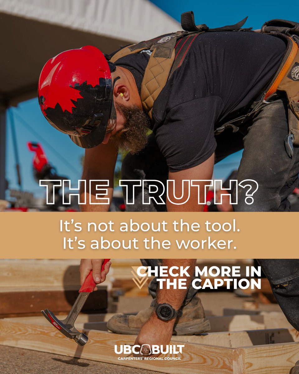 ubcja_crc's tweet photo. The hammer requires rhythm, strength, and precision. 
The nail gun fires nails in rapid succession, saving time and energy, securing framing, and keeping projects moving quickly.
Which do you prefer, the hammer or the nail gun?
#UBCBuilt #SkilledTrades https://t.co/0WTQStBKwu