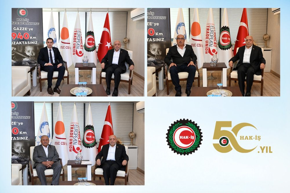 hakiskonf's tweet photo. ARSLAN HAK-İŞ İL BAŞKANI VE ŞUBE BAŞKANLARINI KABUL ETTİ 

Genel Başkanımız Mahmut Arslan, 5 Ağustos 2026 tarihinde HAK-İŞ Gaziantep İl Başkanımız ve Hizmet-İş Sendikamızın Gaziantep 1 No’lu Şube Başkanı Halil İbrahim Tanrıöver, Hizmet-İş Sendikamızın Osmaniye Şube Başkanı Kadir Çenet ve Hizmet-İş Sendikamızın İskenderun Şube Başkanı Mehmet Yetim’i kabul etti.

https://t.co/4pJS6fjfhK