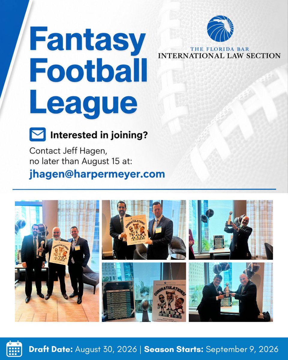 flabar_ils's tweet photo. Think you have what it takes to win the ILS Fantasy Football League? 

Join our fellow members for the 2026 ILS Fantasy Football season!

The online draft: Sunday, August 30, at 8:00 PM
Season starts: September 9.

Interested? Reach out to jhagen@harpermeyer.com https://t.co/f7CdW1pxCY