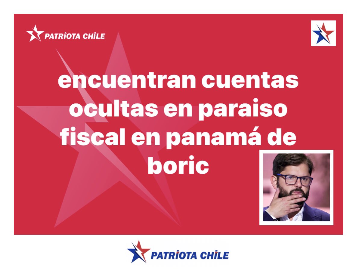 Soubirous_33's tweet photo. 🔴 URGENTE | Patriotas, al parecer se habrían encontrado cuentas SECRETAS del MERLUZO en paraíso Fiscal en Panamá. Noticia en Desarrollo. RT @min_interior @Contraloriacl @biobio https://t.co/2t6Ho26GwK