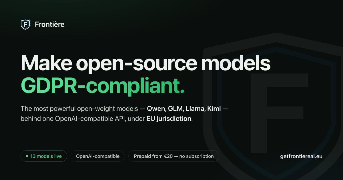 FrontiereAI's tweet photo. Introducing Frontière AI. The first AI platform dedicated to making open-source AI models GDPR-compliant.

Our mission is to help companies across Europe (and beyond) adopt powerful AI models while ensuring their data remains protected and aligns with European regulations. https://t.co/czAqMRdEa9
