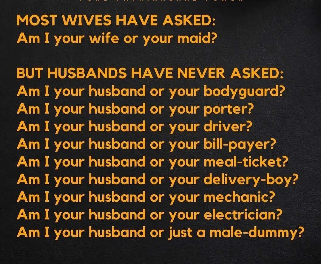 dnfiofkdn's tweet photo. Men must start asking payment for these unpaid jobs https://t.co/IMmslSZiQX