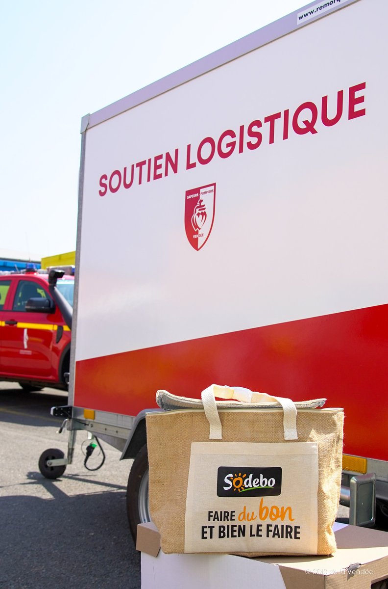 SDIS85's tweet photo. 🥪 Dès le début de la mobilisation des sapeurs-pompiers @SDIS85 en Gironde, @sodebo  a souhaité fournir gracieusement des repas pour la restauration des agents engagés. Près de 370 produits ont ainsi été distribués et + de 2 000 acheminés aux habitants de Marcheprime. https://t.co/gblLnTsS4C