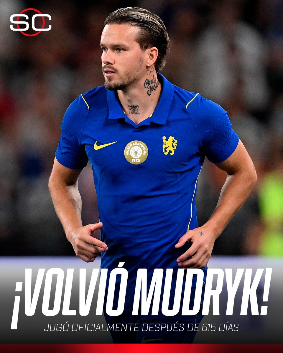 SC_ESPN's tweet photo. 🙌 ¡MIREN QUIÉN VOLVIÓ! Mykhailo Mudryk dejó atrás la sanción por doping que había recibido en diciembre de 2024 y, 615 días después, se puso nuevamente la camiseta de Chelsea en la derrota amistosa ante Juventus. https://t.co/fJSypZYXkj