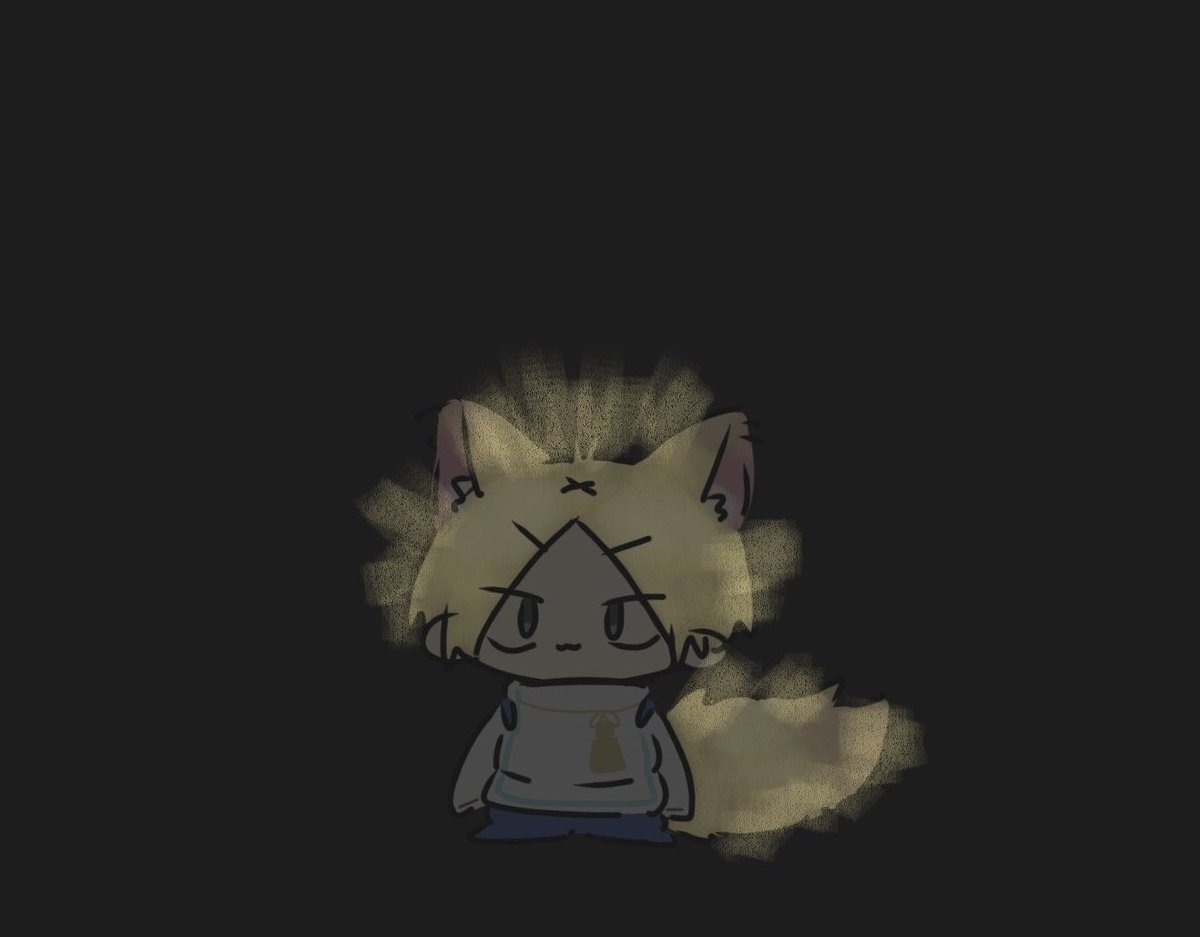 58OEKAKI's tweet photo. 最近描けてないので、暗闇で発光する🦊💭くん(再稿)貼っときますね。 https://t.co/5hkpBjNsAM