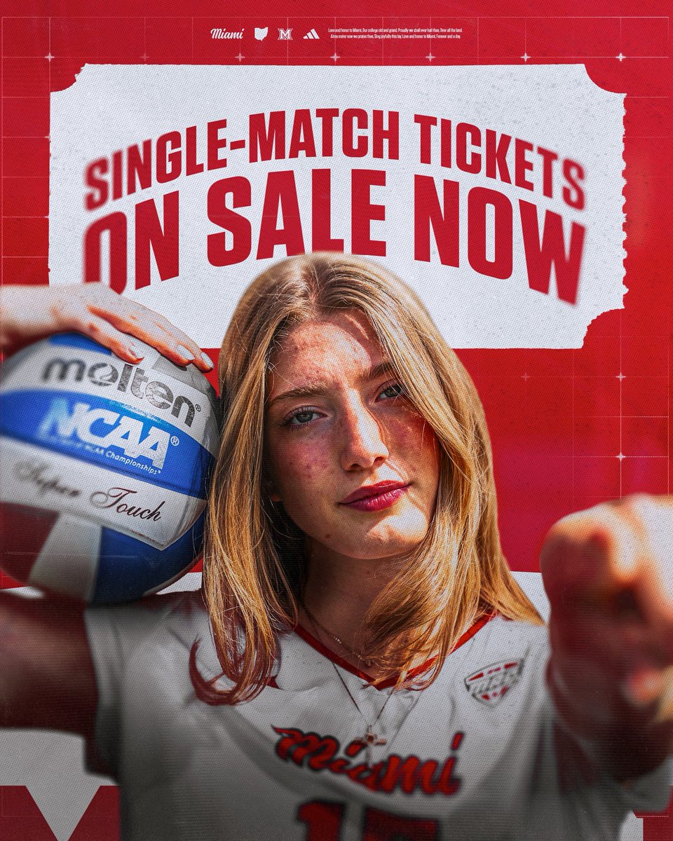 MiamiOH_VBall's tweet photo. Single-match tickets are now on sale! 🏐

Get your tickets https://t.co/QFP1QylZ2Z 🎟️

#RiseUpRedHawks | #LoveAndHonor https://t.co/eZDDCc2RCc
