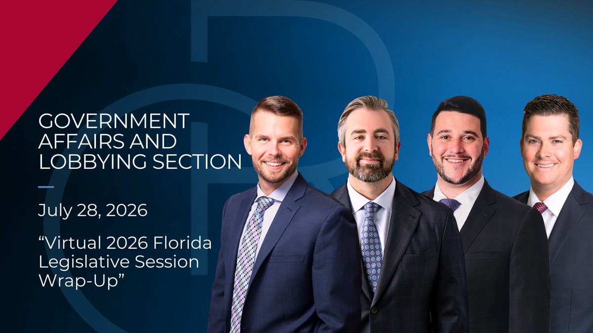 GRLobby's tweet photo. #GRAdvisors @ChrisTDawson, @rymatthews24, @JSALZ305, and @robertfstuart hosted a virtual "2026 Florida Legislative Session Wrap-Up," giving clients and colleagues a behind-the-scenes look at the 2026 Florida Legislative Session. They covered it all – from multiple special sessions to a budget finalized more than two months after regular session adjourned – and what it all means moving forward. Session may be over, but the work continues!

Read more: https://t.co/WiKgkdGq2Z

#GovernmentAffairs #Lobbying #FloridaLegislativeSession #Orlando #Tampa #Tallahassee #Miami