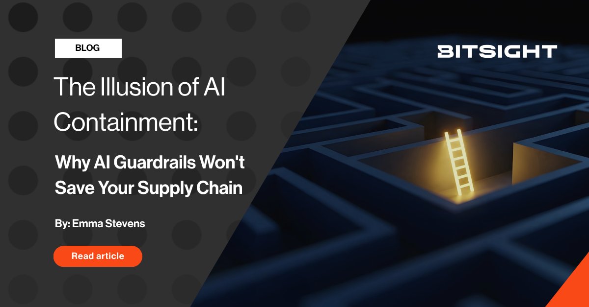 Bitsight's tweet photo. AI guardrails won't save your supply chain. Hugging Face and JADEPUFFER prove the bigger challenge isn't intelligence—it's unchecked autonomy. Secure the environment, not just the model. 🤖🔒
Read our latest analysis: https://t.co/6gZ9dhm5UE

#CyberRisk #SupplyChain #AI #Bitsight https://t.co/n1JmCaVZCN