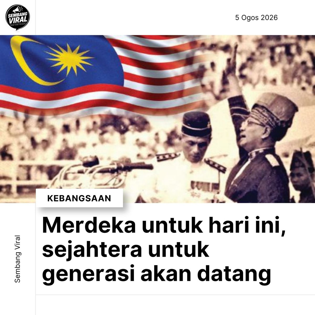 sembangviral26's tweet photo. Kemerdekaan membawa makna apabila rakyat dapat hidup dalam keamanan, menikmati peluang yang sama rata dan berkongsi kemajuan negara. Bersama kita teguhkan perpaduan demi masa depan Malaysia. 🇲🇾
#MalaysiaMADANI #Merdeka #Perpaduan #Malaysia #KesejahteraanDinikmati https://t.co/IEpSZuGG0d