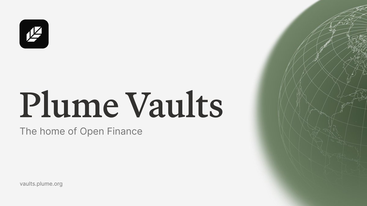 plumenetwork's tweet photo. Introducing Plume Vaults. One unified brand for everything we've built.

✅ $178M in total value locked
🔁 $706M in total transaction volume
⭐ 195K real-world assets minted

New access point, same vaults and mission. ↓ https://t.co/QicmzJbUjY