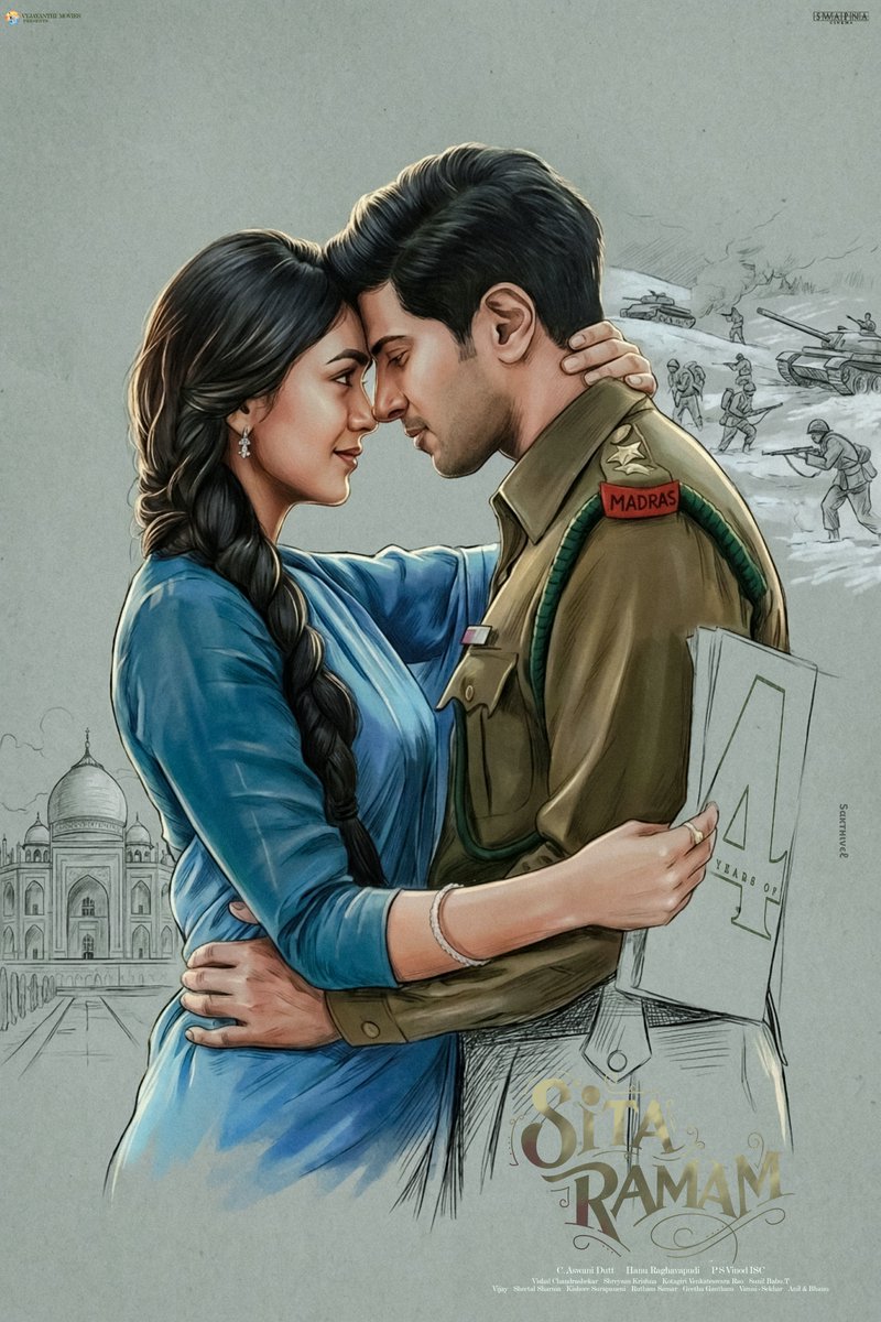 SakthiVelDesign's tweet photo. Poster Work for #4YearsOfSitaRamam 🥺❤️

#SitaRamam @dulQuer @mrunal0801 @iamRashmika @hanurpudi @VyjayanthiFilms @SwapnaCinema @Composer_Vishal https://t.co/Y8igI9Ed3i