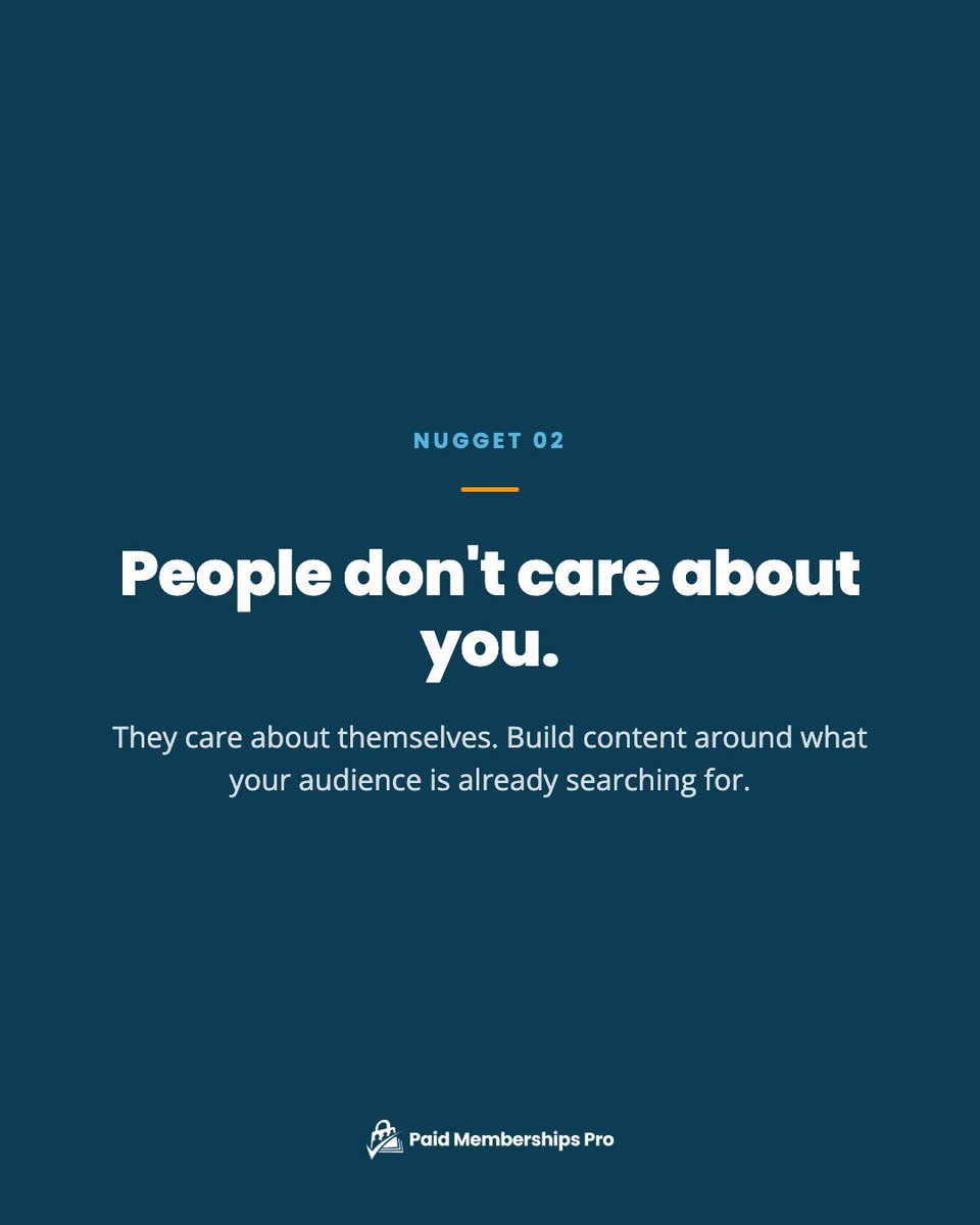 pmproplugin's tweet photo. Your audience doesn't care about you. They care about their own problems. Build your content around what they're already searching for.

https://t.co/bmxcV71C1L https://t.co/c3hOepOjSX
