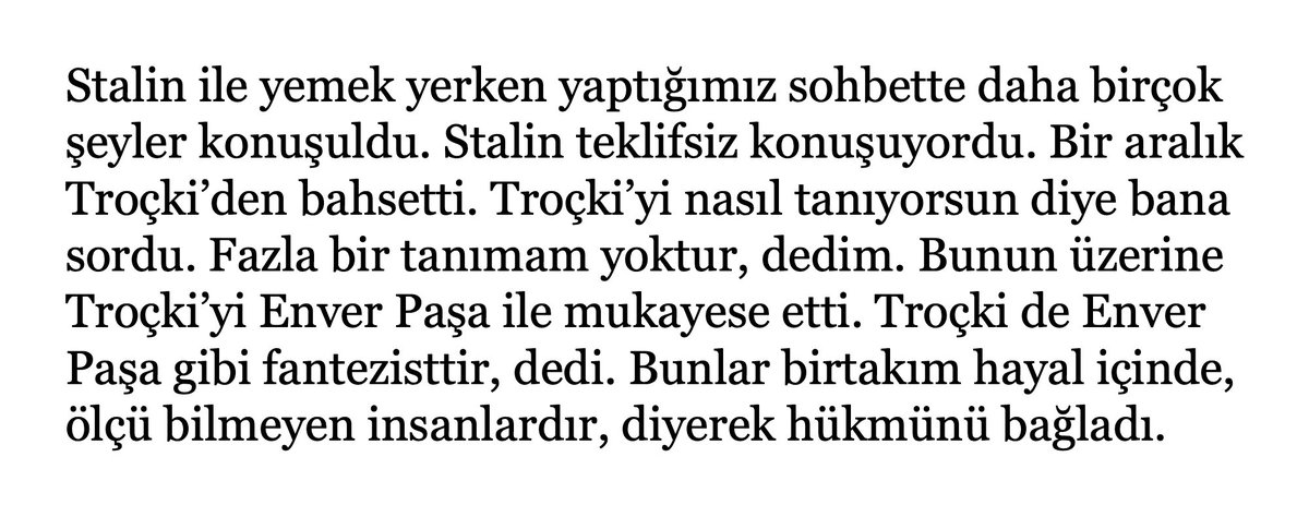 siyasiposting's tweet photo. josef stalin, ismet inönü’nün 1932 yılındaki moskova ziyareti esnasında enver paşa’dan böyle bahsetmiş:

“troçki de enver paşa gibi fantezisttir. bunlar birtakım hayal içinde ölçü bilmeyen insanlardır...” https://t.co/FV16aL2MRt