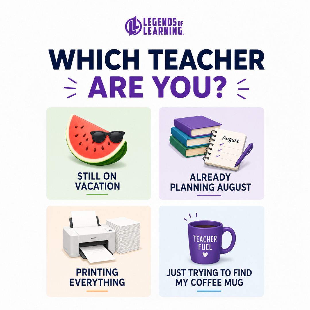 legendlearning's tweet photo. Which back-to-school teacher are you? 
No judgment here... we've all been each one at some point. 😂

#BackToSchool #TeacherLife #TeacherHumor #TeachersOfInstagram #TeacherCommunity #LegendsOfLearning https://t.co/RMGdFfD49Z