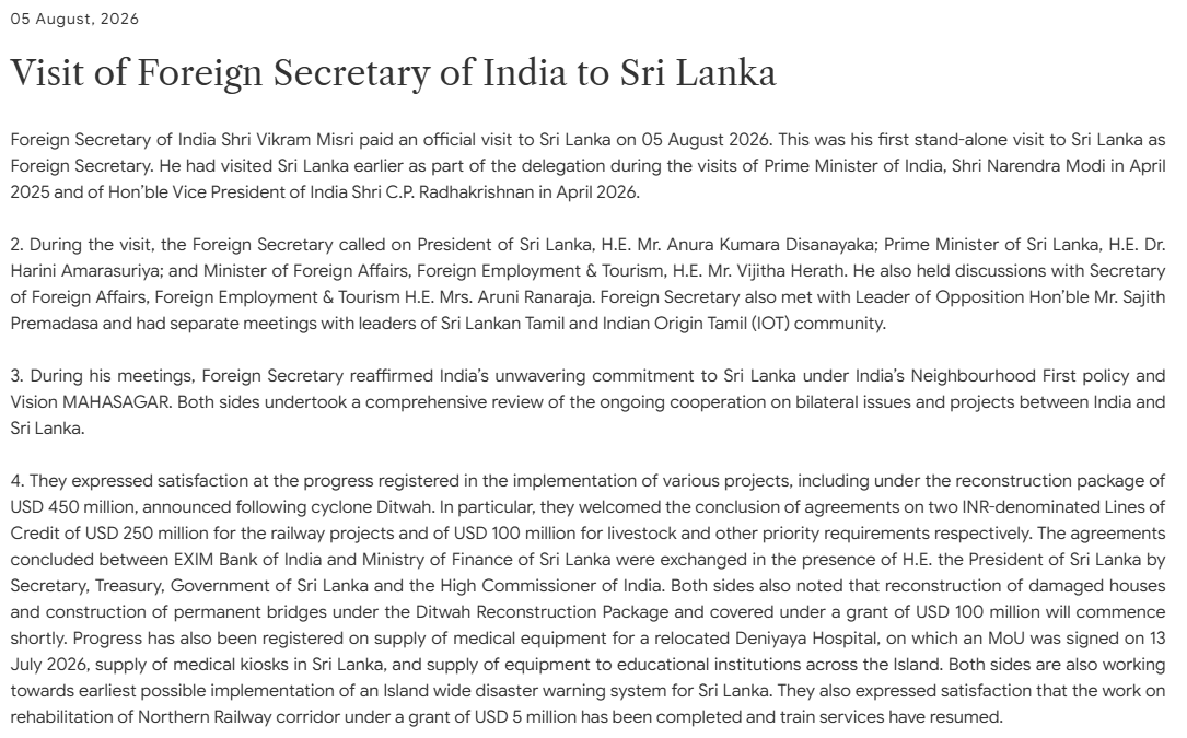 rangaba's tweet photo. India is stepping up efforts to advance the Trincomalee energy hub, electricity grid connectivity and the Sampur solar power project -- all long-delayed initiatives that have frustrated New Delhi. The Indian Foreign Secretary is in Colombo today to help revive the joint ventures https://t.co/cHc8hlRFaO