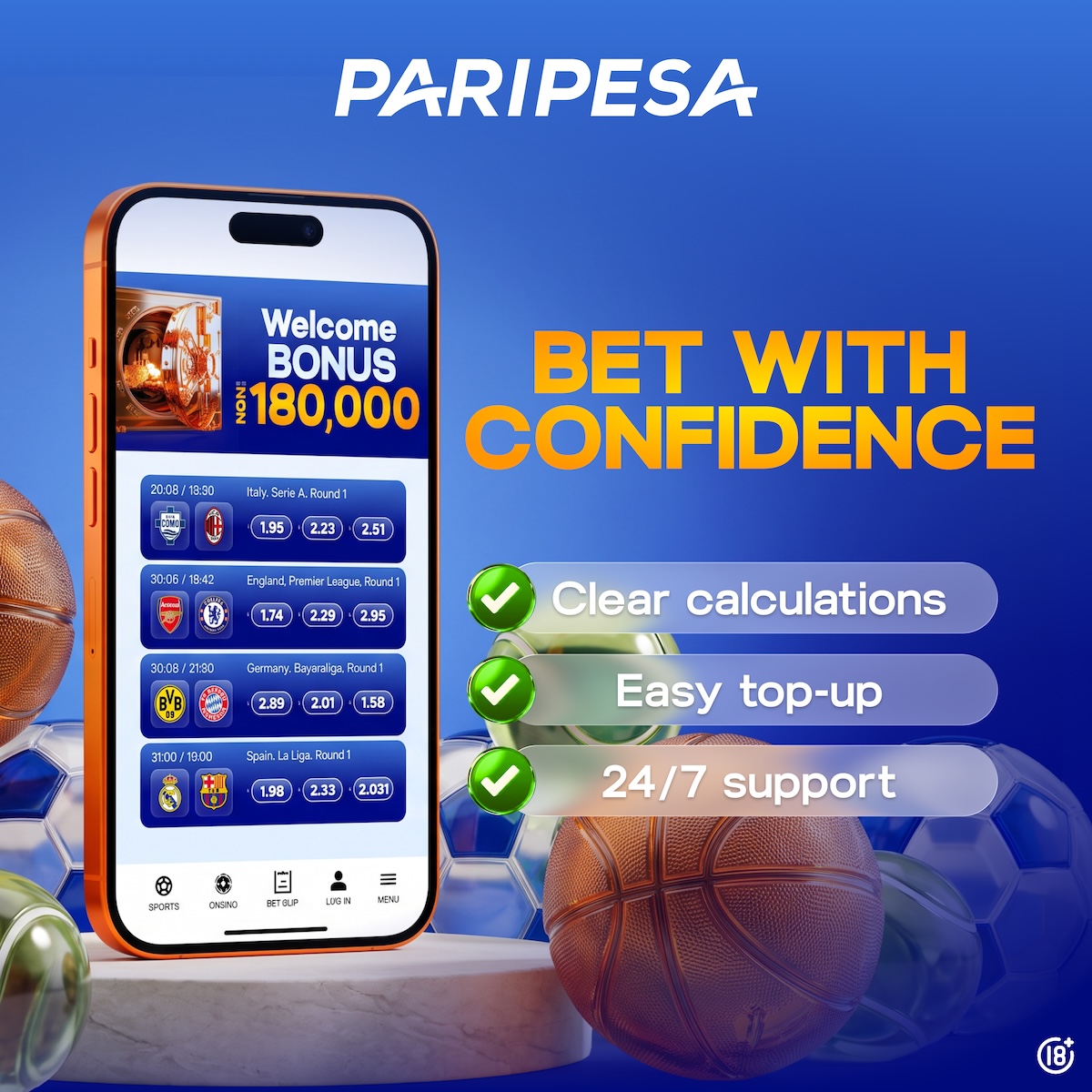PariPesaNigeria's tweet photo. Turn your knowledge into smarter picks. 📊
Join PariPesa and claim a welcome bonus of up to NGN 180,000.

Analyse the game. Make your choice. Get in the action.

18+ | Bet responsibly | T&amp;Cs apply
