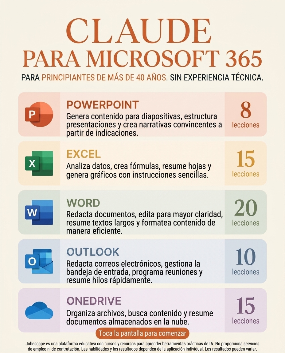 jobescape_ai's tweet photo. Crea un flujo de trabajo con IA para Microsoft usando Claude

Aprende a automatizar Microsoft 365 con Claude. Crea flujos de trabajo impulsados por IA para Excel, Word, Outlook, PowerPoint y Teams, sin necesidad de programar, y recupera horas de productividad cada semana.
