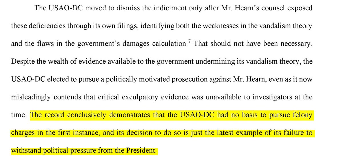 JordanOnRecord's tweet photo. Attorneys for former Olympian Davey Hearn say the vandalism charges against him should be dismissed with prejudice to, in short, prevent the president from pressuring prosecutors to re-charge him.

Trump has been vocal about his displeasure w/ the dismissal motion in the case. https://t.co/mIecpUppbr