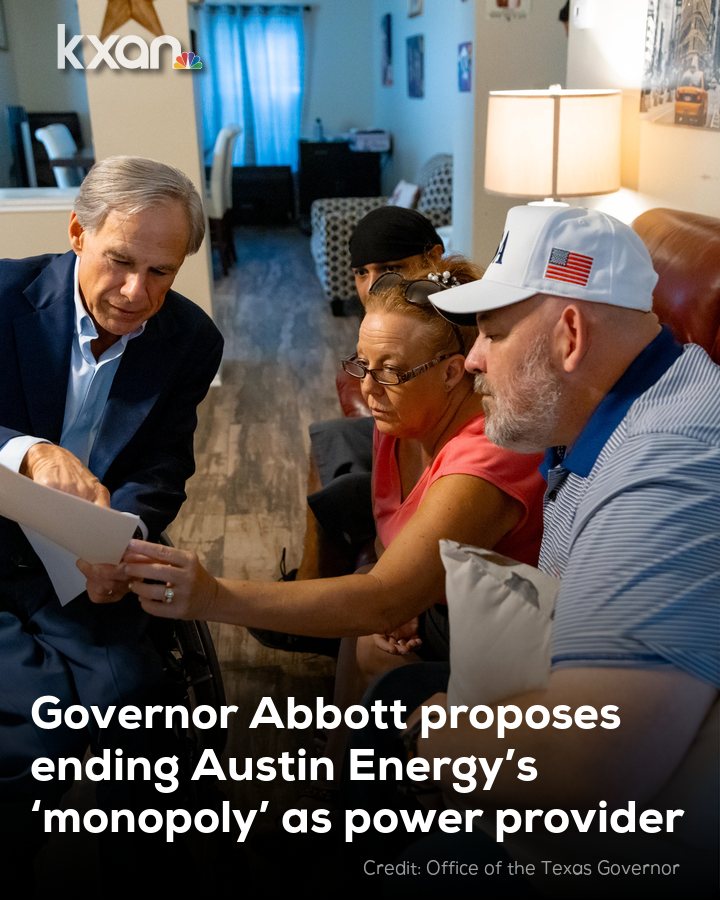 KXAN_News's tweet photo. Abbott said the move would increase competition and that average residential ratepayers would save 10% on their utility bills in Austin and 13% in San Antonio. https://t.co/TCUGX6CZfP https://t.co/bIpqOCrxdP