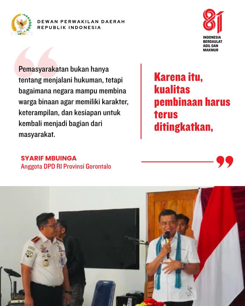 DPDRI's tweet photo. Anggota DPD RI asal Gorontalo Syarif Mbuinga dalam reses kunjungi lapas Pohuwato mendengar langsung suara dan harapan dari balik jeruji. 

#dpdri #daridaerahuntukindonesia https://t.co/3i6Xfg5scj