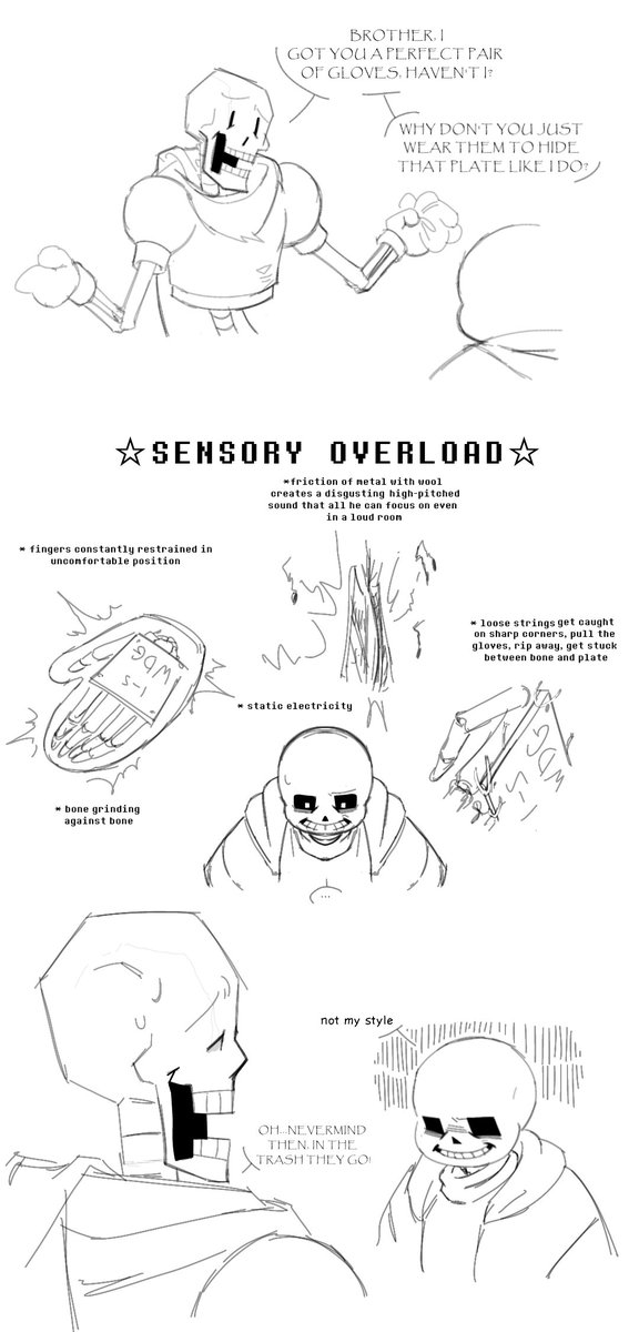 konvalia6's tweet photo. I always found it a bit silly how in the first page of the #Handplates comic sans didn’t wear any gloves to hide his plate, so i came up with my own explanation 
#undertale #sans #papyrus https://t.co/WZGyXIf7q2