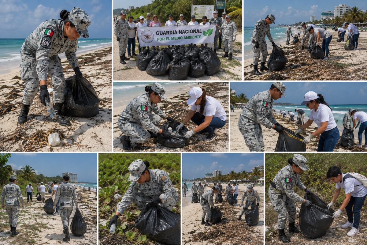 GNQRoo's tweet photo. 🌿 Guardia Nacional por el Medio Ambiente 🌿
Trabajamos junto con la ciudadanía en la limpieza de playas, reforestación y acciones de educación ambiental para proteger nuestros recursos naturales.
Cuidar el medio ambiente es una tarea de todos. 
#GuardiaNacional #MedioAmbiente https://t.co/d9s8yU1MFj