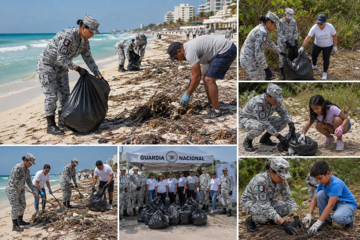 GNQRoo's tweet photo. 🌿 Guardia Nacional por el Medio Ambiente 🌿
Trabajamos junto con la ciudadanía en la limpieza de playas, reforestación y acciones de educación ambiental para proteger nuestros recursos naturales.
Cuidar el medio ambiente es una tarea de todos. 
#GuardiaNacional #MedioAmbiente https://t.co/d9s8yU1MFj