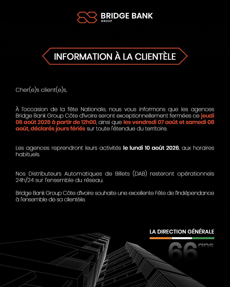 BridgeBankGroup's tweet photo. INFORMATION À LA CLIENTÈLE ! https://t.co/oCc2Tsgq6S