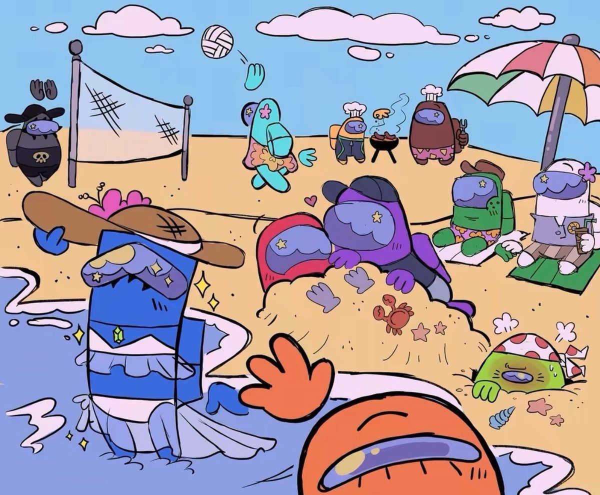 lunarboofshroom's tweet photo. Summertime 
#amongusshow https://t.co/vQDgUt5wmq