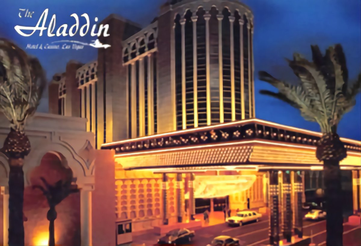 _GrandPaD's tweet photo. After confirming mob ties OTD 1979 Nevada Gaming shut down the Aladdin Hotel #LasVegas casino. A judge issued a temporary restraining order and it was reopened 3 hours later. Drama ensued and eleven months later Gaming closed it again. https://t.co/ndrbln4FqC
