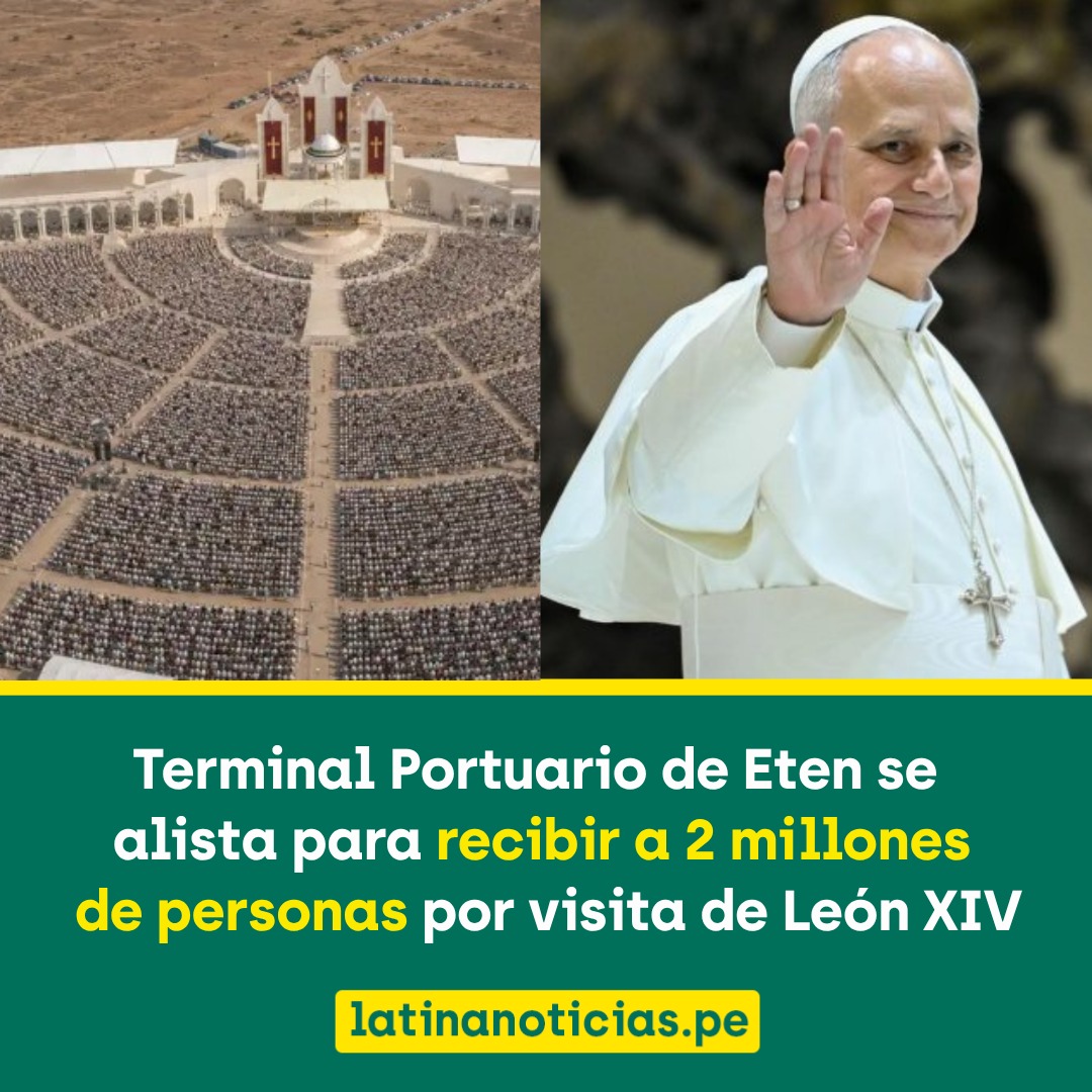 Latina_Noticias's tweet photo. 🔴 El gobernador regional de Lambayeque, Jorge Luis Pérez, anunció que tienen reservado el Parque Industrial y el Terminal Portuario de Eten para recibir a 2 millones de personas que llegarán para la visita del papa León XIV. Señaló, además, que habrá lugares para estacionamientos, carpas y colegios que se van a disponer para las diversas actividades que reciban a los turistas nacionales como internacionales.