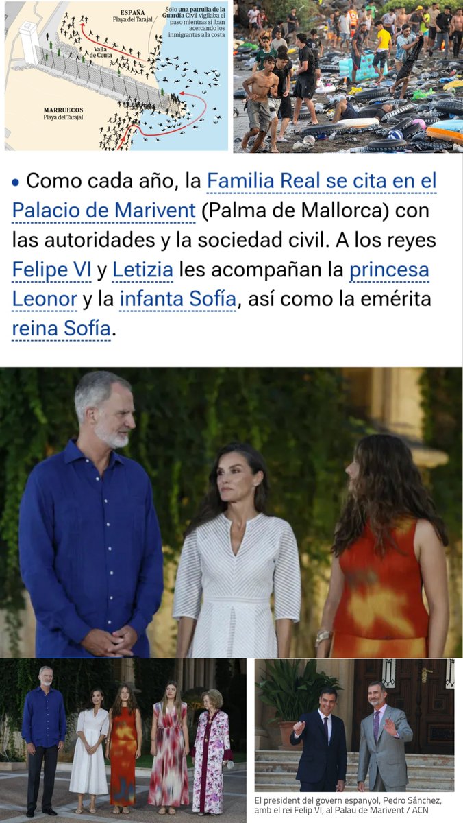 CROcultura1's tweet photo. @Rosampl2 @indy_catalana @ALlanosMassa @royo1_royo @MariaRo14093099 @travieso50 @bartu1962 @eugenia18117 @EnsenyatAntonia @Papallonab33641 @Neusnans @MONTSEC1 @NriaBadia48079 @EvamolloNov @Pilar70116971 @ABalagu @Anna09239196 @diminuta__ @PiotrSalva71781 @Robustiana2023 @Esquitx17 @AleidaB95 @BrubakerBr45944 @mixpelirroja @slipnegre @tespero72vens @psiborn @Carme8429 @MnicaRebullCome @RepublicaToni @sinceridad75 @GRANOTA15 @arilambrecht @chpositiva @cleo_o_patra @FlorensaSoler @RosaMaSoberana @RawsonGladis @Aina181980 @maggiemarge1 @angelet14917187 @norasgutierrez @Altafaja1P @montsept0701 @tristanbernard9 @MonicaLondres @Jessyvalgal19 Bon dia 🌞 Rosa Mari🌹
Bon dia 🌞 a tothom👋🏽
#BonDimecres

Buenos días 🌞 a tod@s👋🏽
#FelizMiércoles

🇪🇦 #España #CasaReal
Mientras abandonan #Ceuta
a su suerte, ante la invasión marroquí...

👑 #DeVacaciones
La Familia Real inaugura
el verano en Marivent
https://t.co/UNU6W4TxHf https://t.co/abO4bVkprt