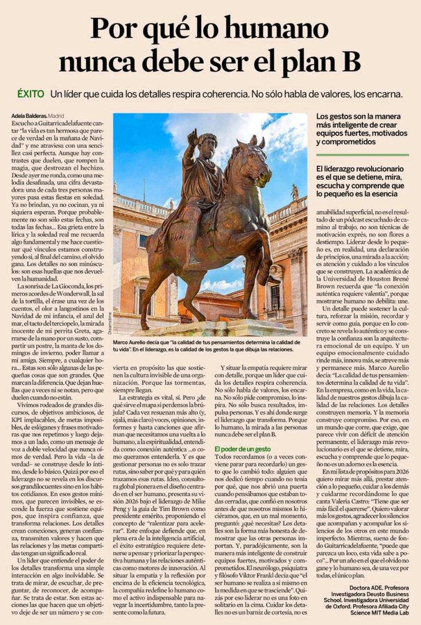 virginiog's tweet photo. En la era de la IA y los KPIs implacables, lo humano nunca debe ser el plan B

El verdadero liderazgo no está en los grandes discursos, sino en la "arquitectura emocional" de los pequeños gestos

Menos métricas frías. Que lo humano sea,de una vez, sino el único plan, el gran plan https://t.co/c63aLxm9zj
