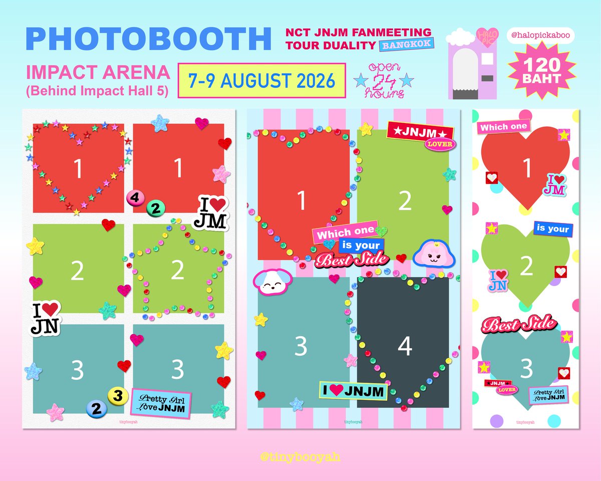 tinybooyah's tweet photo. pls kindly rt ♡⸝⸝

(🐶🐰)♡ྀི  photobooth 𑣲⋆𝒥𝓃𝒥𝓂🪽
𐙚 ˚ .   ⭐️ @halopickaboo ⭐️

★ 120 baht/frame
★ 7-9 aug 2026 (open24hrs.)
★ impact arena (behind impact hall 5, building link between impact and IEC)

#NCTJNJM_FANMEETING_TOUR
#NCTJNJM_FANMEETING_TOUR_DUALITY https://t.co/7eLhdEZrZp