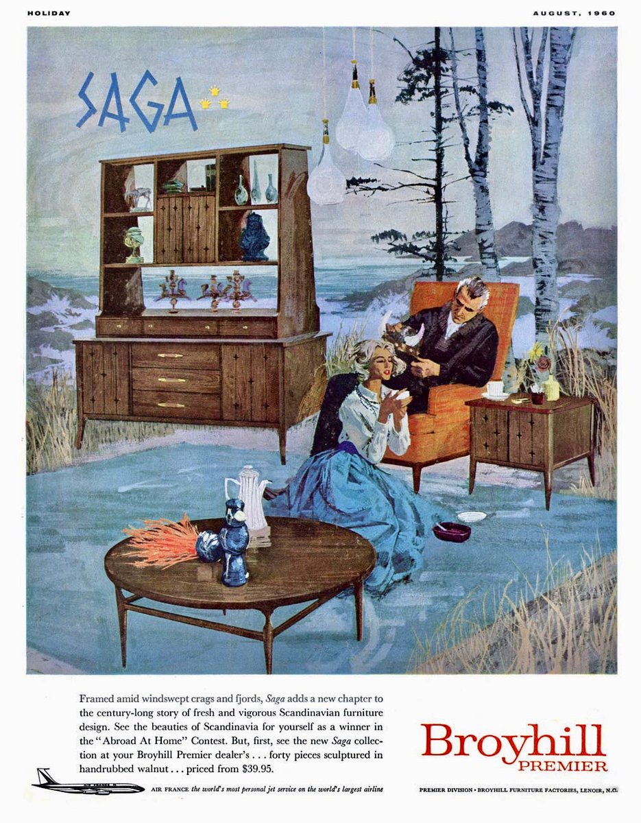 LRonLacy's tweet photo. Premier Division - Broyhill Furniture Factories
*Holiday* magazine, August 1960
#illustration #illustrationart #furniture #MidCenturyDesign #furnituredesign #interiordesign #interiordecoration #ScandinavianDesign #fjords #Broyhill https://t.co/c4sIZttntD