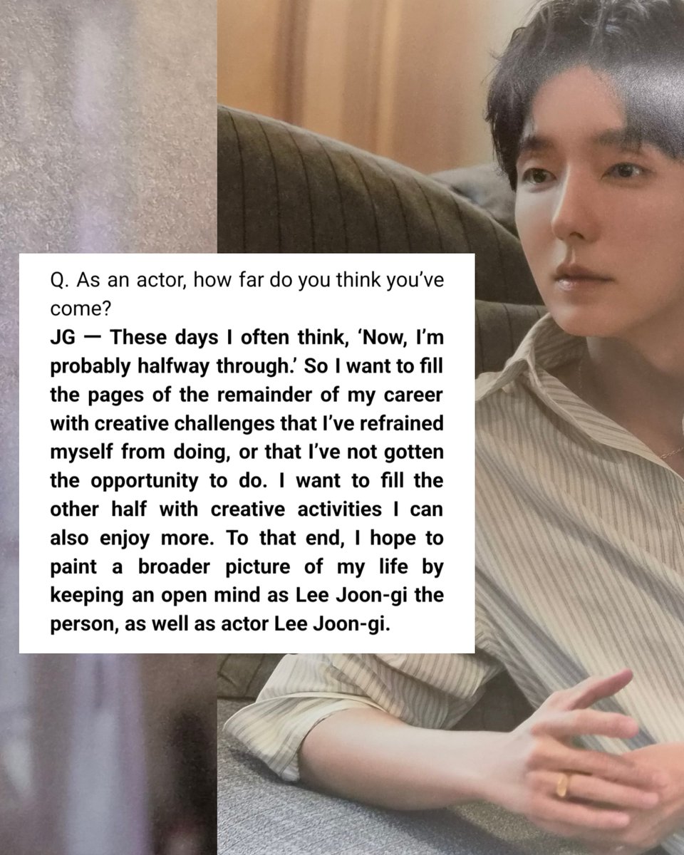 jg_k_drama_417's tweet photo. (ENG) Lee Joon-gi The Star 2026 Interview (6/6)

"I hope I won’t lose purity as an actor. I hope to transform it into more refined passion and incorporate it into creative processes. Instead of feeling overwhelmed by life’s pressure, I hope to see the world with more open mind." https://t.co/edYVvJST7R