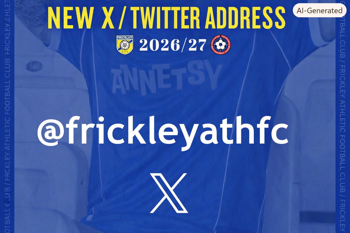 frickleyathfc's tweet photo. ‼️WELCOME TO OUR
NEW X / TWITTER ADDRESS‼️
Please note that this is our new X (or Twitter) address - @frickleyathfc
Going forward, this will be where our live match updates will be and all the usual club news.
So please give us a follow ⚽️💙✊
#forzafrickley #FFTD https://t.co/yWAaP1tz0a