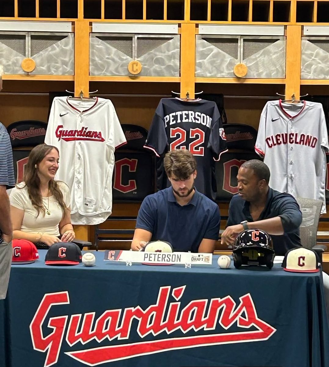 CleGuardPro's tweet photo. Cleveland #Guardians have officially signed their 2026 MLB Draft 1st Round Pick 21-year-old RHP Liam Peterson out of the University of Florida.

#GuardsBall https://t.co/OGyc0lunHY