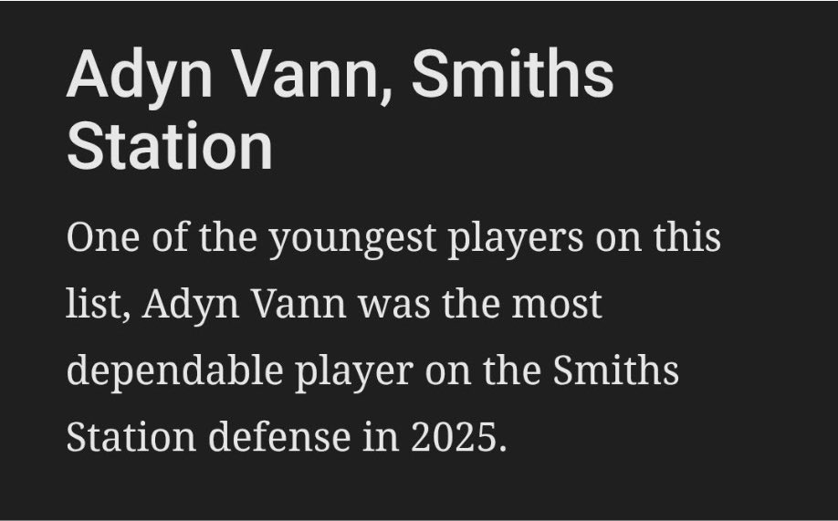 1ADYNVANN1's tweet photo. Blessed to be recognized as one of the top LBs coming into this season
@HallTechSports1 @JacobWaters_ @AL7AFootball @BlairHarrison44 @StevenOCruse @Coach_DCarden @oanewspreps @AlexHusting @UnLockYourGame_ @RealHittaSports @Alabama_Varsity @valley6877 @ScoutFball @Stan1HoustonAlt https://t.co/i86o9ROBIg
