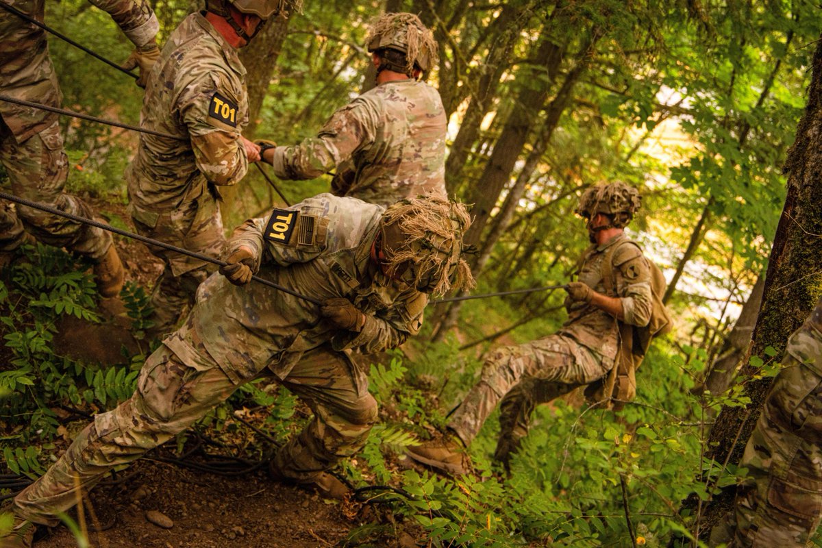 I_Corps's tweet photo. Day three
@USARPAC Best Squad competitors took on the Crucible, Carl Gustaf live-fire, rope course, zodiac paddle, helocast and downed pilot recovery, with every event demanding teamwork, adaptability and endurance. #bsc #BestSquadCompetition https://t.co/59YtbjgByN